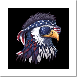 Patriotic Bald Eagle Mullet USA American Flag 4th of July Posters and Art